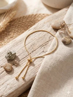 Minimalist Gold-Tone Bar Charm Anklet for Women
